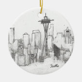 Seattle-Skizze Keramikornament (Vorne)