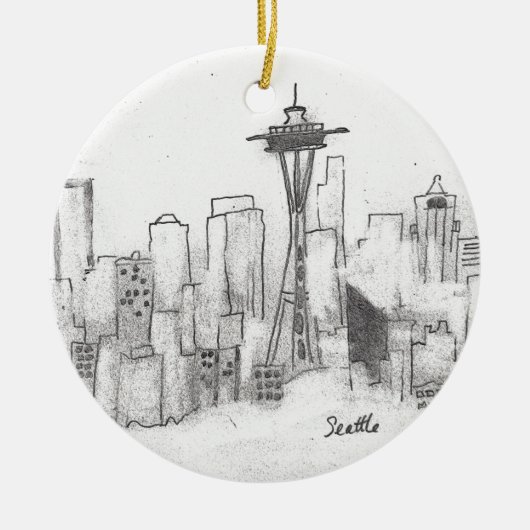 Seattle-Skizze Keramikornament (Vorne)
