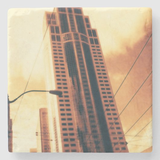 Seattle Sky Scraper - Sepia Steinuntersetzer (Vorderseite)