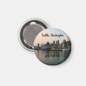 Seattle Skyline #5 Round Magnet (Vorderseite/Rückseite)