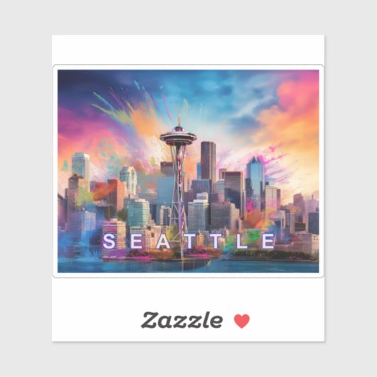 Seattle Skyline Abstrakt Art Aufkleber (Blatt)
