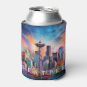Seattle Skyline Abstrakt Art Dosenkühler (Kanne Vorderseite)