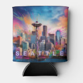 Seattle Skyline Abstrakt Art Dosenkühler (Vorderseite)