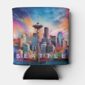 Seattle Skyline Abstrakt Art Dosenkühler (Rückseite)