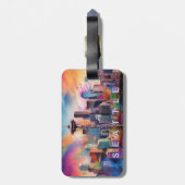 Seattle Skyline Abstrakt Art Gepäckanhänger (Rückseite vertikal)
