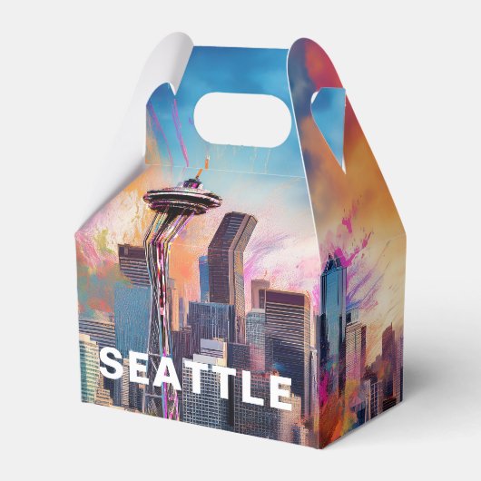 Seattle Skyline Abstrakt Art Geschenkschachtel (Vorderseite)