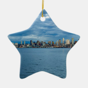 Seattle-Skyline an der Dämmerung Keramik Ornament