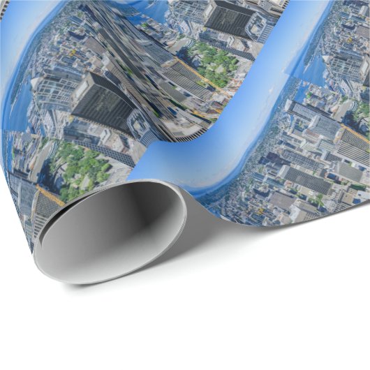 Seattle-Skyline-Antenne Geschenkpapier (Rolleneckpunkt)