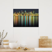 Seattle skyline at night with reflection poster (Küche)