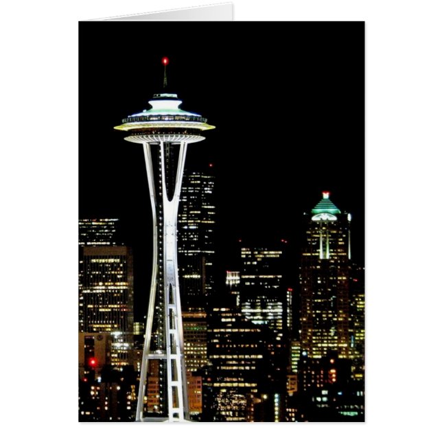 Seattle skyline at night, with space Needle. (Vorne)