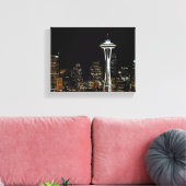 Seattle skyline at night, with space Needle. Leinwanddruck (Insitu (Wohnzimmer))