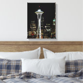 Seattle skyline at night, with space Needle. Leinwanddruck (Insitu (Schlafzimmer))