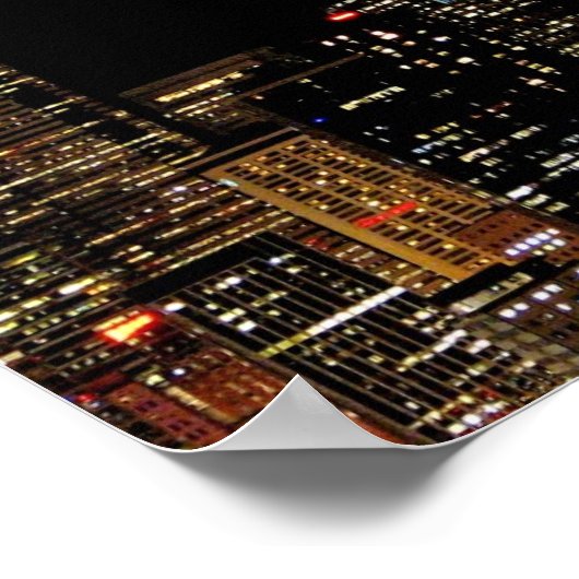 Seattle skyline at night, with space Needle. Poster (Ecke)