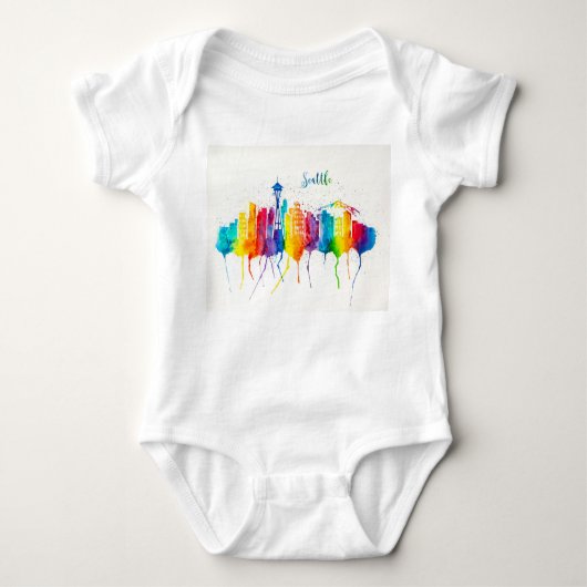 Seattle Skyline Baby Jersey Body Anzug onsey Baby Strampler (Vorderseite)