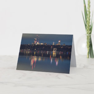 Seattle-Skyline bei Nacht - Lake Washington leer Feiertagskarte