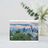 Seattle Skyline bei Sunset Postkarte (Stehend Vorderseite)