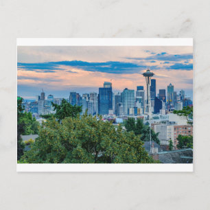 Seattle Skyline bei Sunset Postkarte