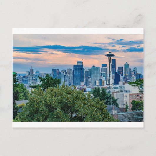 Seattle Skyline bei Sunset Postkarte (Vorderseite)