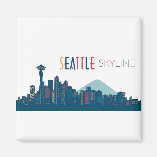 Seattle Skyline Blue Magnet (Vorne)