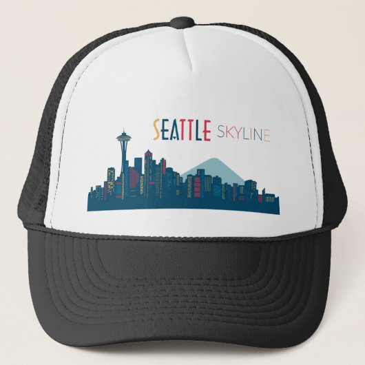 Seattle Skyline Blue Truckerkappe (Vorderseite)