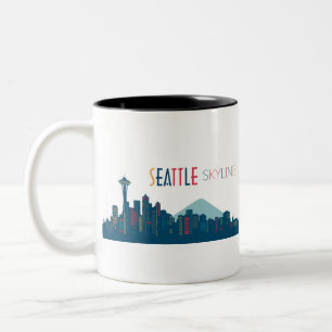 Seattle Skyline Blue Zweifarbige Tasse
