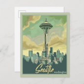 Seattle Skyline - Eine Jahrgangsreise Postkarte (Vorne/Hinten)