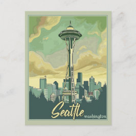 Seattle Skyline - Eine Jahrgangsreise Postkarte
