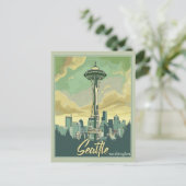 Seattle Skyline - Eine Jahrgangsreise Postkarte (Stehend Vorderseite)