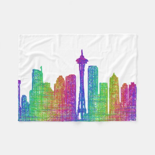 Seattle-Skyline Fleecedecke (Vorderseite (Horizontal))