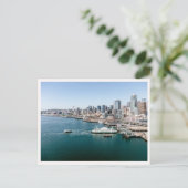 Seattle Skyline Foto Luftbild Downtown  Postkarte (Stehend Vorderseite)