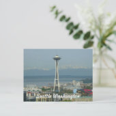 Seattle Skyline Foto Postkarte (Stehend Vorderseite)