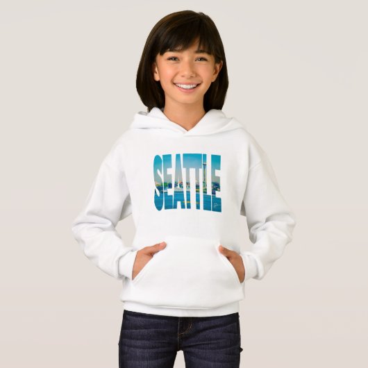 Seattle Skyline Foto Typografie Moderne Wasserfarb Hoodie (Vorne ganz)