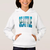 Seattle Skyline Foto Typografie Moderne Wasserfarb Hoodie (Vorderseite)