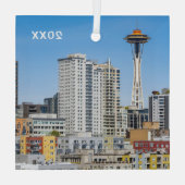 Seattle Skyline, Glasverzierung Ornament Aus Glas (Rückseite)