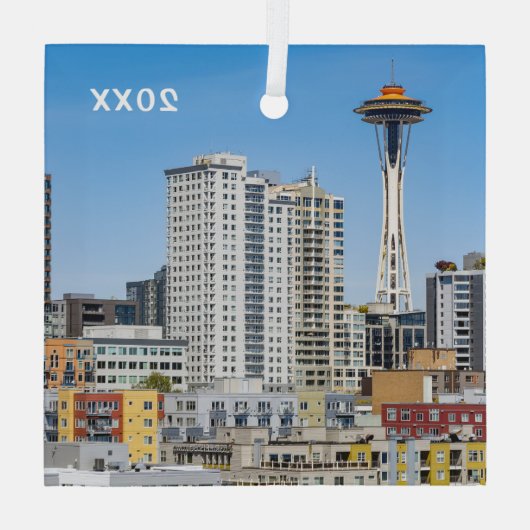 Seattle Skyline, Glasverzierung Ornament Aus Glas (Rückseite)