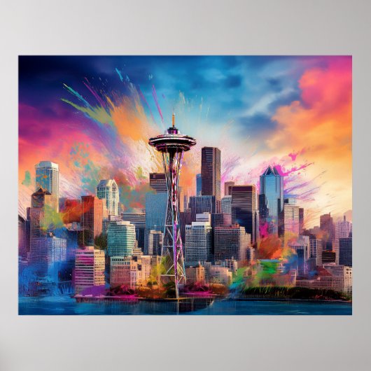 Seattle Skyline Graffiti Art Poster (Vorne)