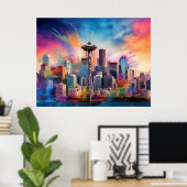 Seattle Skyline Graffiti Art Poster (Heimbüro)