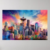 Seattle Skyline Graffiti Art Poster (Vorne)