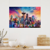 Seattle Skyline Graffiti Art Poster (Küche)