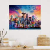 Seattle Skyline Graffiti Art Poster (Küche)