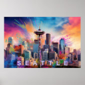 Seattle Skyline Graffiti Art Poster (Vorne)