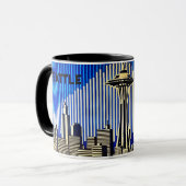 Seattle Skyline im BAUHAUS-Stil Tasse (Vorderseite Links)