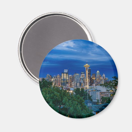 Seattle Skyline in Dusk Magnet (Vorderseite/Rückseite)