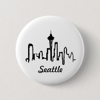 Seattle Skyline in schwarzer Tinte Button