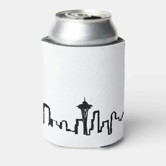 Seattle Skyline in schwarzer Tinte Dosenkühler (Kanne Rückseite)