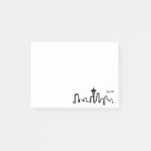 Seattle Skyline in schwarzer Tinte Post-it Klebezettel (Vorderseite)