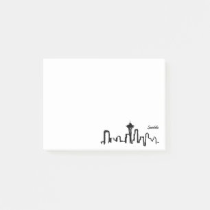Seattle Skyline in schwarzer Tinte Post-it Klebezettel