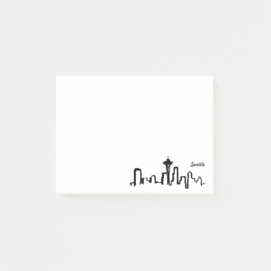 Seattle Skyline in schwarzer Tinte Post-it Klebezettel (Vorderseite)