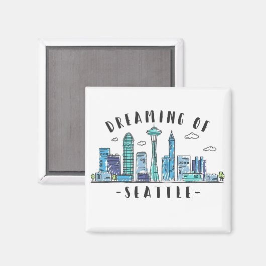 Seattle Skyline Magnet (Vorderseite/Rückseite)
