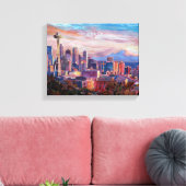 Seattle Skyline mit Weltraumnadeln und MT Rainier Leinwanddruck (Insitu (Wohnzimmer))